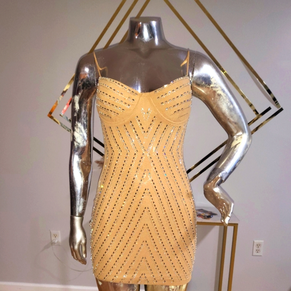 ***Womens Cream Sequin Mini Dress***